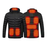 Yahbrra Beheizbare Jacke Winter Warme Unisex: Herren Damen Winter Zone 8 3 Heizstufen Beheizte Jacke USB Lade für Outdoor Motorrad Wandern (DE/NL/SE/PL, Alphanumerisch, S, Regular, Regular, Schwarz)