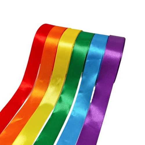 2.5cm*22m*6 Farbe Maibaum Bänder Wetterfest, Seidenbänder Bunt,Dekoband,Geschenkband