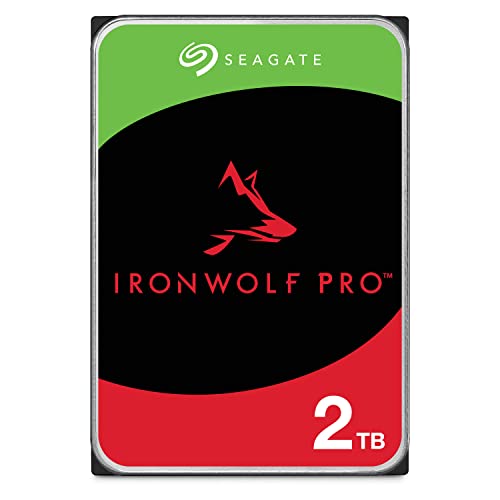 Seagate IronWolf Pro 2 TB, NAS interne Festplatte, 3.5 Zoll, 7200 U/Min, CMR, 256 MB Cache, SATA 6 GB/S, inkl. 3 Jahre Rescue Service, Modellnr.: ST2000NT001