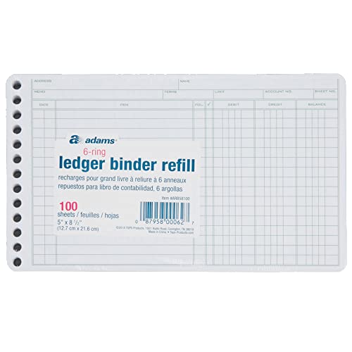 Adams arb58100 Ledger Binder Refill Blatt 6-Ring-5 x 8 1/2 Grün/Weiß 100 Blatt/Pack