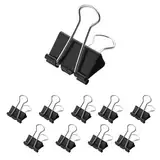 Westcott Foldback Klammern 25mm Schwarz 12 Stück | 12er Pack Metall Klammern für Dokumente | stabile und wiederverwendbare Papierklammern | 25mm Klemmen für Büro und Haushalt | E-10712 00