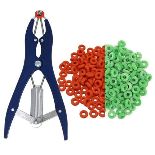 MUYIRTED Schwein Kastrationszange Klemme Elastrator Kastrationsband (1tierkastrierzange Mit Und 100 Gummiring Rings)- Metall Zangen Kit