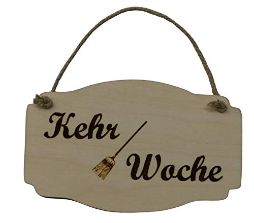 Generisch Türschild Kehrwoche Kehr Woche Hausordnung Vintage Holz Holzschild Deko Hanfkordel Kordel Schild