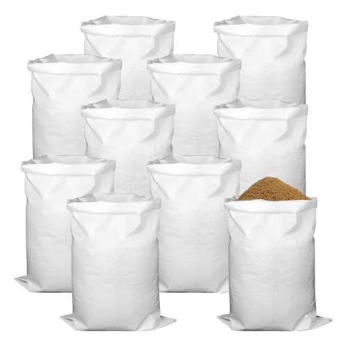 Gewebesack, 15 Stücke Gewebesäcke, 55 x 95 cm Bauschuttsäcke, Weiss Sandsäcke Hochwasser, Sandsäcke zum Befüllen Geeignet für Laub Getreide Futtermittel Hausmüll Hausmüll Bauschutt