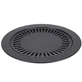 Koreanische Grillaufsatz, tragbare Grillplatte Grillrost mit integrierter Tropfschale für BBQ Camping Gaskocher, Ø 32 cm