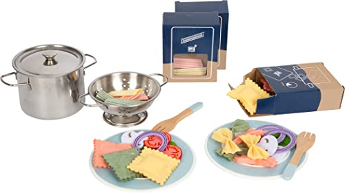 small foot Pasta-Koch-Set "fresh" für die Kinderküche, inkl. Kochtopf, Sieb, Geschirr und Nudeln, ab 3 Jahren, 12292