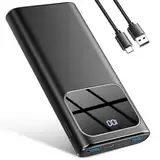 Power Bank, 10000mAh PowerBank Schnellladung mit USB-C Input & Output Externer Akku, Tragbares Ladegerät LED-Anzeige für iPhone 15/14/13/12/Pro/Pro Max