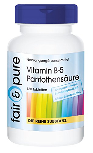 Fair & Pure® - Vitamin B5 Tabletten 200mg Pantothensäure - 180 Tabletten - vegan - ohne Magnesiumstearat