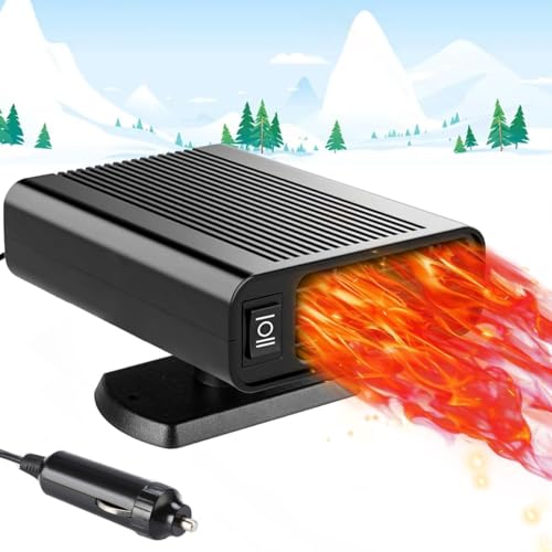 Autoheizung,2 in 1 Auto Heizlüfter 12V 200W Auto Heizung Entfroster 360° Drehbar Entfroster Autoheizung Schnelle Heizung Defroster für Auto Windschutzscheibe Schnelle Heizung（Schwarz）