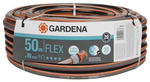 Gardena Comfort FLEX Schlauch 19 mm (3/4 Zoll), 50 m: Formstabiler, flexibler Gartenschlauch mit Power-Grip-Profil, aus hochwertigem Spiralgewebe, 25 bar Berstdruck, ohne Systemteile (18055-20)