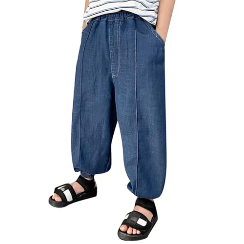 Generisch Jeans Baggy Fit Jeans Jungen Weite Bein Loose Fit Denim Hosen mit Elastischem Bund und Taschen Kinder Relaxed Lässige Jeanshose Mode Stretch Streetwear