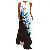 Generisch Sommerkleid Damen Kurz Drucken Boho Kleider Strandkleid Kurzarm V-Ausschnitt Chiffon Kleid Rüsche Minikleid mit Gürtel Tshirt Kleid SchöNe Leichte Sommerkleider Lang