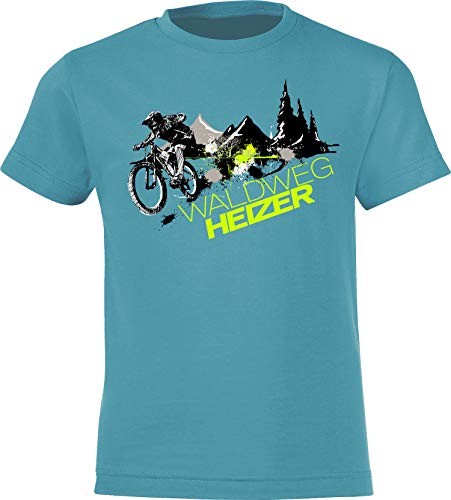 Kinder Fahrrad T-Shirt: Waldweg Heizer - Geschenk-e Jungen & Mädchen - Radfahrer-in Mountain Bike MTB BMX Roller Rad Outdoor Junge Kind - Schule Sport Trikot Spielplatz Geburtstag (134-146)