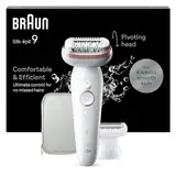 Braun Silk-épil 9, Epilierer mit schwenkbarem Kopf für eine einfache Haarentfernung, Wet&Dry, langanhaltend seidig-glatte Haut, Ladyshaver, Rasieraufsatz und Trimmeraufsatz,9-030, Weiß/Flamingorosa