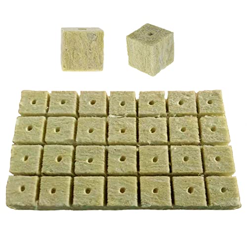 OHYER 28 Stücke Steinwolle Anzuchtmatte Steinwolle Würfel Steinwolle Blatt Anzucht Grow Anzucht Anzuchtmatte Bodenlos Anbau Hydrokultur für Gemüse Stecklinge Kolonisation und Umpflanzen (4 x 4 x 4cm)