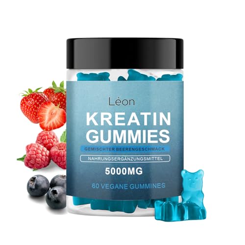 Kreatin Gummies 5000 mg – Hochdosiert, Vegan & Zuckerfrei – Ohne Zusatzstoffe, Gentechnik & Gluten – 5000 mg pro Portion (30 Portionen) (Beeren Mix)