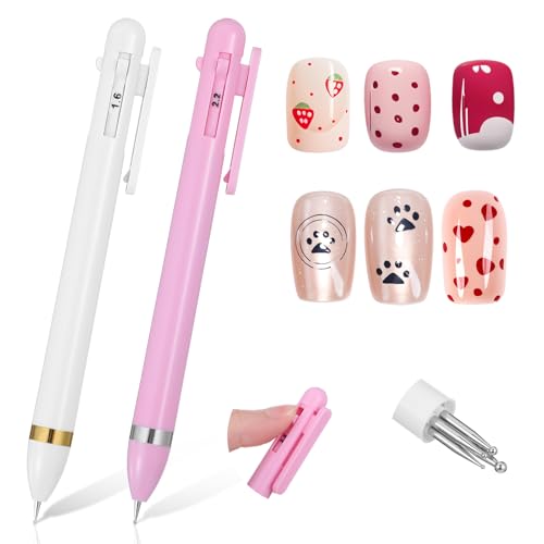 Tucnoeu 2PCS Dotting Tool Prägestift Wachsstift für Strasssteine, Dotting Pen Nail Art Tools für DIY Design