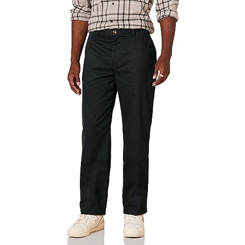 Amazon Essentials Herren Knitterfreie Flatfront-Chinohose in klassischer Passform (erhältlich in Übergröße), Schwarz, 38W / 32L