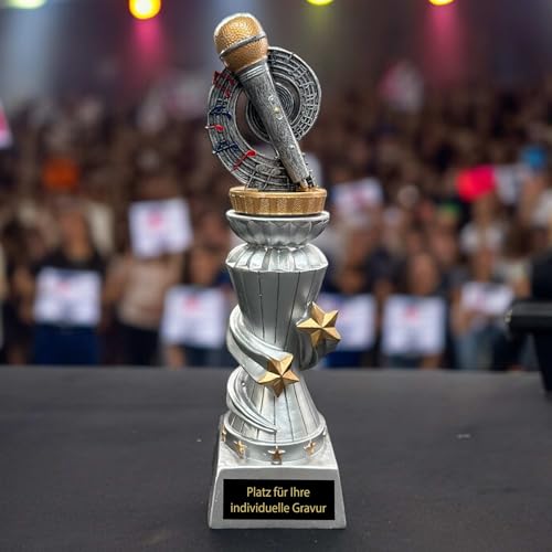 eberin · Musik-Pokal Best Voice – Glanzvolle Ehrung für die Besten der Bühne – Ideal für Karaoke-Abend, Musik- Gesangswettbewerb, Talent-Show, Schulveranstaltung · personalisierbar (MIT Gravur)