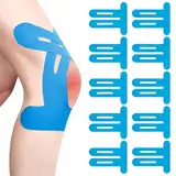 10 Stück Blau PreCut Kinesiotapes Knie,Kinesiotapes Vorgeschnitten Knie,Kinesiologie Tape,Ohne Shere,Wasserfestes & Elastisches Physio Tape für Knieschmerzen (Blau)