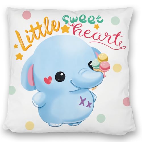 Elefant Kissen satiniert mit Spruch Little Sweetheart Kawaii Squishy Elefant Süße Cute Sweetheart Deko für Kindergarten Schule