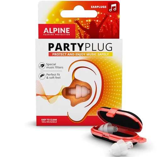 Alpine PartyPlug Gehörschutz Ohrstöpsel für Konzert, Festival, Musik, Party & Disco - Hohe Musikqualität - Wiederverwendbar & Hypoallergen - Mit Schlüsselanhänger - Transparent