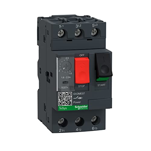 Schneider Electric | GV2ME07 - Motorschutzschalter, 3p, 1,6-2,5A, Tasterbetätigung, Schraubanschluss - 45 x 89 x 78.2 mm 1.6-2.5A