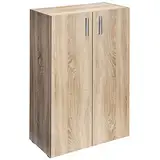 Casaria® Kommode mit 2 Türen 120x60x30cm Holz Modern höhenverstellbarer Einlegeboden Schlafzimmer Büro Flur Mehrzweckschrank Aktenschrank Schrank Eiche