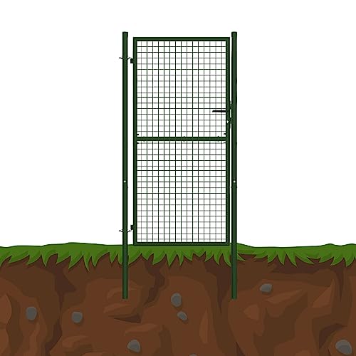 Gartentür Grün/Anthrazit Gartentor Rundpfosten Gartenpforte Metall Geteilt Tor, Farbe:Grün, Höhe:1 x 1.5 m