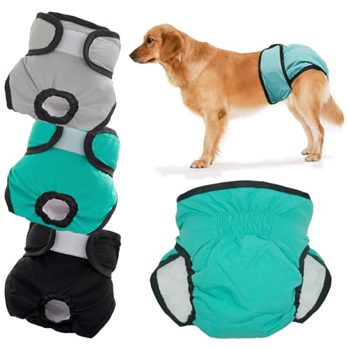 3 Stück Wiederverwendbare Hundewindeln für Hündinnen Set, Hygienische Hundewindeln, hoch absorbierend mit zweifacher Anpassung, hundewindeln für Hündinnen