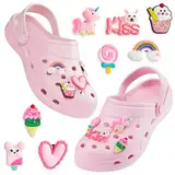 CityComfort Clogs Kinder, Gartenschuhe Sommerschuhe Mädchen mit Anhängern (Rosa, 28/29 EU)