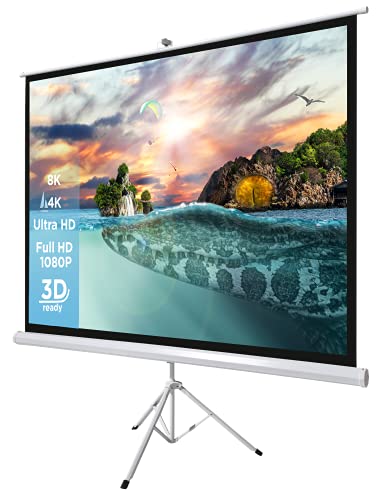 110" Zoll Stativ-Leinwand celexon Basic 1:1 | 200x200cm weiß | 4K Full HD 3D | mobil transportable Beamer-Leinwand; für Büro-Präsentationen oder Ihr Heim-Kinos | inklusive Tragegriff und Stativ