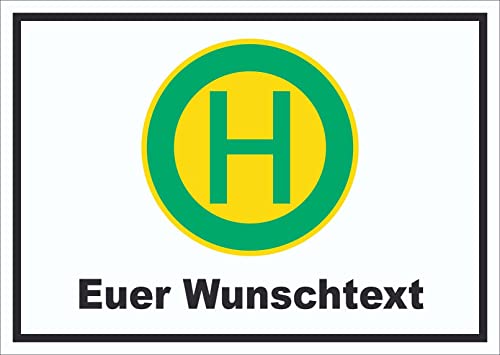 HB-Druck Schild Haltestelle mit Wunschtext waagerecht A4 Rückseite selbstklebend
