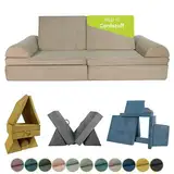 Pillows24 Kindersofa mit Schlaffunktion | Weiches Spielsofa aus Cordstoff | Bequemes Kinder Sofa mit abnehmbaren Bezügen | Ergonomische Kindercouch für Spielzimmer – Fancy Spielsofa für Kinder