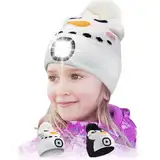 Mütze mit Led Licht Kinder,Weihnachten Geschenk Mütze für Jungen und Mädchen,Mütze Kinder Winter, 2 Lichtmodi,USB Wiederaufladbar Winter Wärmer Haube,Lauflicht Ideal für Joggen Camping Lesen Laufen