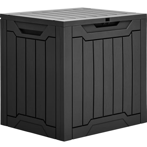 YITAHOME Außengebrauch Harz-Speicherbox 31 Gal, wasserdichte Terrassen-Deckbox für Kissen und Gartengeräte, sicher verschließbar, schwarz.