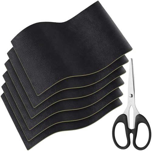 Sinofort 6 Stück Kunstleder Selbstklebend, 20×30cm Leder Reparatur Set, Lederflicken Selbstklebend, Lederreparaturset Schwarz für Couch Autositz Sofa Möbel Leder Reparatur, Leder Renovierung