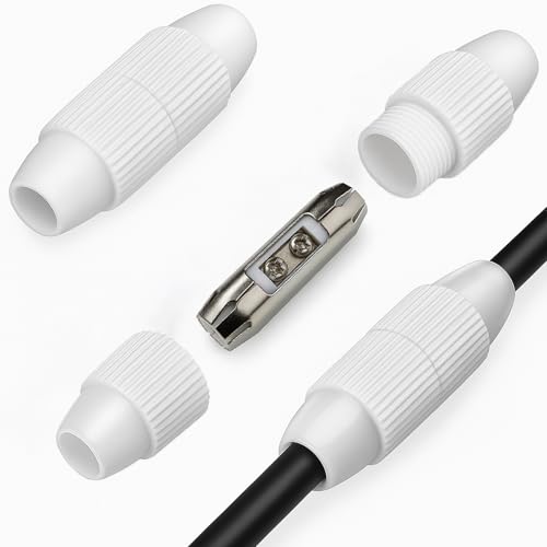 HB-DIGITAL Antennenkabel Koaxialkabel Verbinder IEC Kupplung Demontierbares Antennen Verbindungsstück für Sat Kabel Fernsehen TV mit vernickelten Kontakten Koax Verlängerung - Weiss Kurz