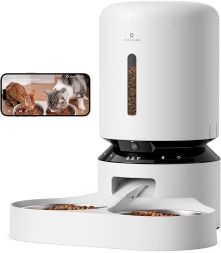 PETLIBRO 5L Futterautomat Katze mit 1080P Kamera - 5G WiFi Futterspender Hund mit APP & Nachtsicht, Sensor für Niedriger Futter & Blockierung, Bewegungs & Tonalarm für Haustiere, 1-10 Mahlzeiten