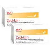 apodiscounter Cetirizin 10 mg (2x 100 Stück) Allergie-Filmtabletten gegen Heuschnupfen, Allergien, Nesselsucht & allergische Bindehautentzündung - schnelle & zuverlässige Hilfe