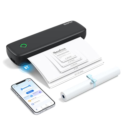 Bisofice L81 Mobiler Tragbarer Drucker Bluetooth Thermodrucker A4 Mobiler Drucker A4 Klein Kompakt Portable Printer Unterstützen Thermopapier A4, Kompatibel mit Android iOS Mac