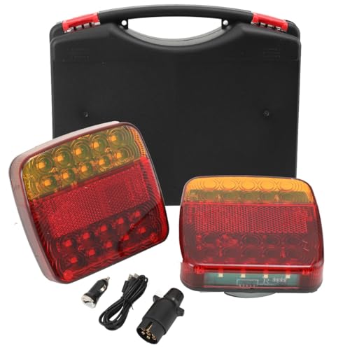 CDZHLTG Wasserdicht Kabellos LED Rückleuchten mit Magnet 12/24 V, Magnetische kabellose LED-Anhänger-Rückleuchten-Set, LED Rückleuchten für Anhänger,Traktor, LKW, Wohnwagen