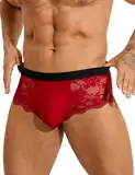 ohmydear Sissy Dessous Männer Reizwäsche Herren Sexy String für Sex Männer Erotisch Unterwäsche Transparent Tanga mit Rücken Cut-Outs Gay Sissy Kleidung Schwarz Rot