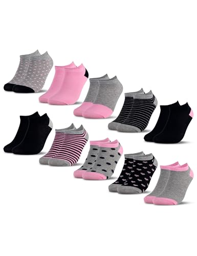 Occulto Jungen & Mädchen Sneaker Socken 10er Pack (Modell: Mikl) Pink 31-34