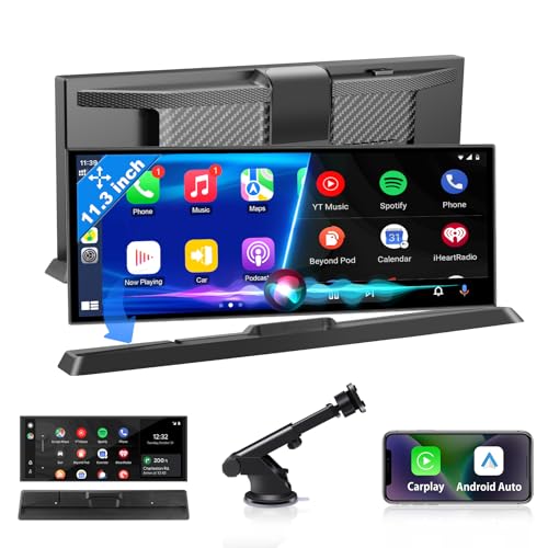 Exklusivität 11,3 Zoll Carplay Android Auto Display mit Stabile Halterung, Wireless Car Play Bildschirm Buddy Display mit Dual-Bluetooth Siri/GOO-gle GPS Navigationsgeräte für Auto Wohnmobile