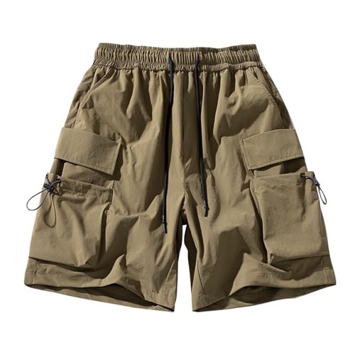 Kurze Herren Hosen im Sommer-Tagesstil mit Taschen, modische Freizeithosen für Cargo Kurz Männer(Armeegrün,L)