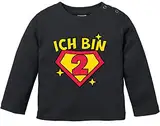 MoonWorks® Baby Langarm-Shirt 1. und 2. Geburtstag Superheld Geschenk lustig Geburtstagsshirt Bio-Baumwolle Junge/Mädchen 2 Jahre schwarz 92/98 (16-24-Monate)