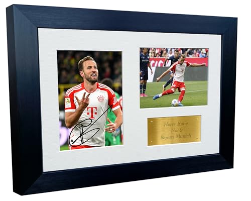 Harry Kane Bayern München Autogramm-Foto-Bilderrahmen, 30,5 x 20,3 cm, A4, Geschenk, G