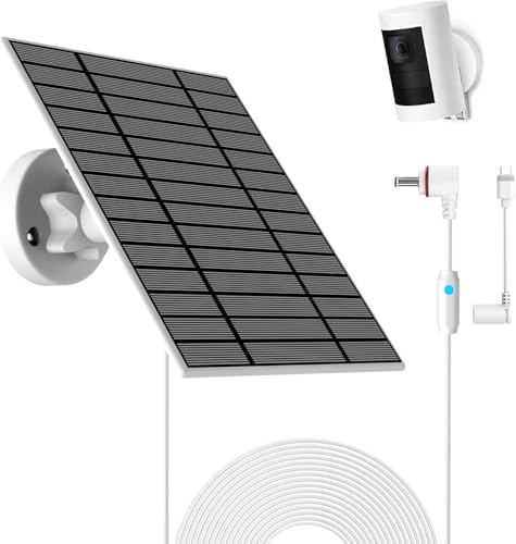 6W Solarpanel kompatibel mit Ring Spotlight Cam Plus/Pro und Stick Up Cam-Akku, Solarladegerät für Ring Cam mit Kontrollleuchte, 4m Kabel, wetterfestes IP66 Solarpanel