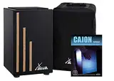 XDrum Cajon Primero Negra - Kistentrommel inkl. Rucksacktasche und Schule - Trommelkiste mit Snare Sound - Holz Drum Kiste mit Gigbag